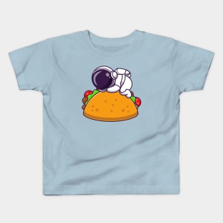 Astronaut Sleeping On Taco Food Cartoon Kids T-Shirt